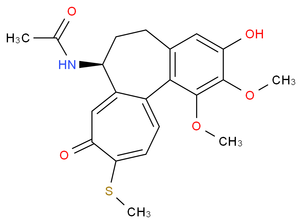 N-[(10S)-5-hydroxy-3,4-dimethoxy-14-(methylsulfanyl)-13-oxotricyclo[9.5.0.0<sup>2</sup>,<sup>7</sup>]hexadeca-1(16),2(7),3,5,11,14-hexaen-10-yl]acetamide_分子结构_CAS_87424-25-7