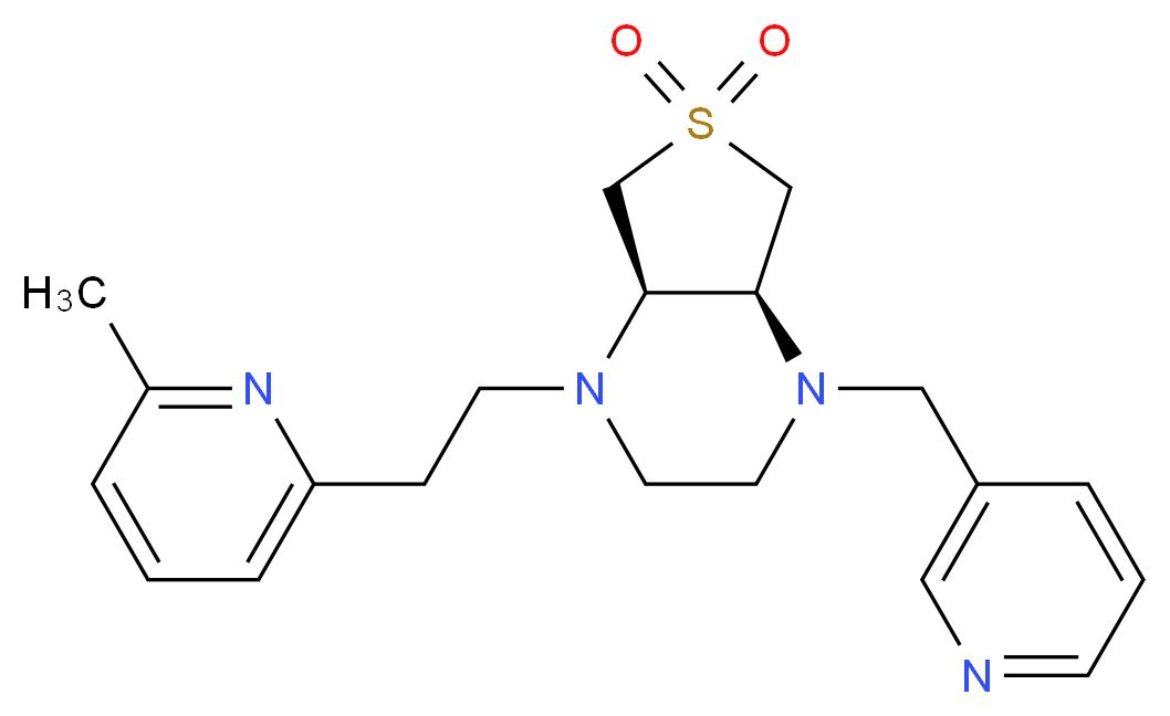 (4aS*,7aR*)-1-[2-(6-methylpyridin-2-yl)ethyl]-4-(pyridin-3-ylmethyl)octahydrothieno[3,4-b]pyrazine 6,6-dioxide_分子结构_CAS_)