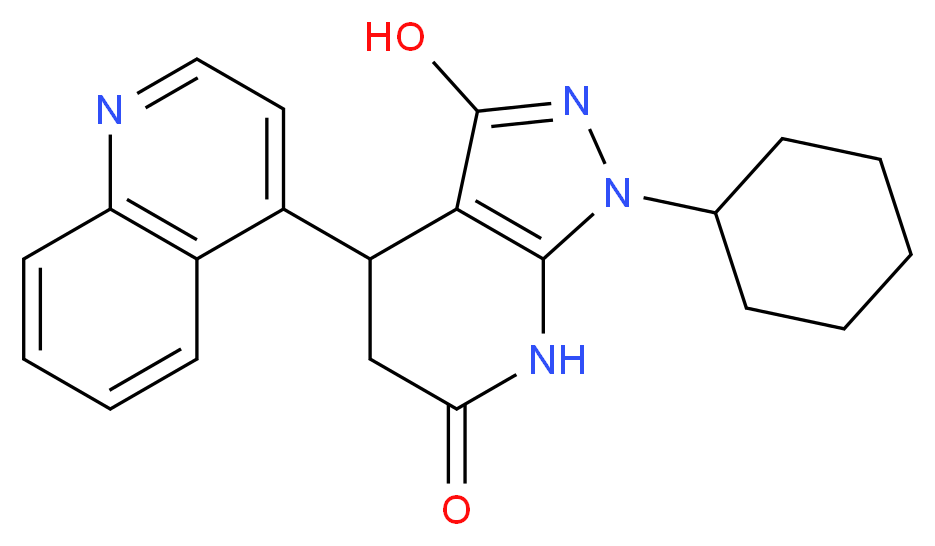 1-cyclohexyl-3-hydroxy-4-quinolin-4-yl-1,4,5,7-tetrahydro-6H-pyrazolo[3,4-b]pyridin-6-one_分子结构_CAS_)