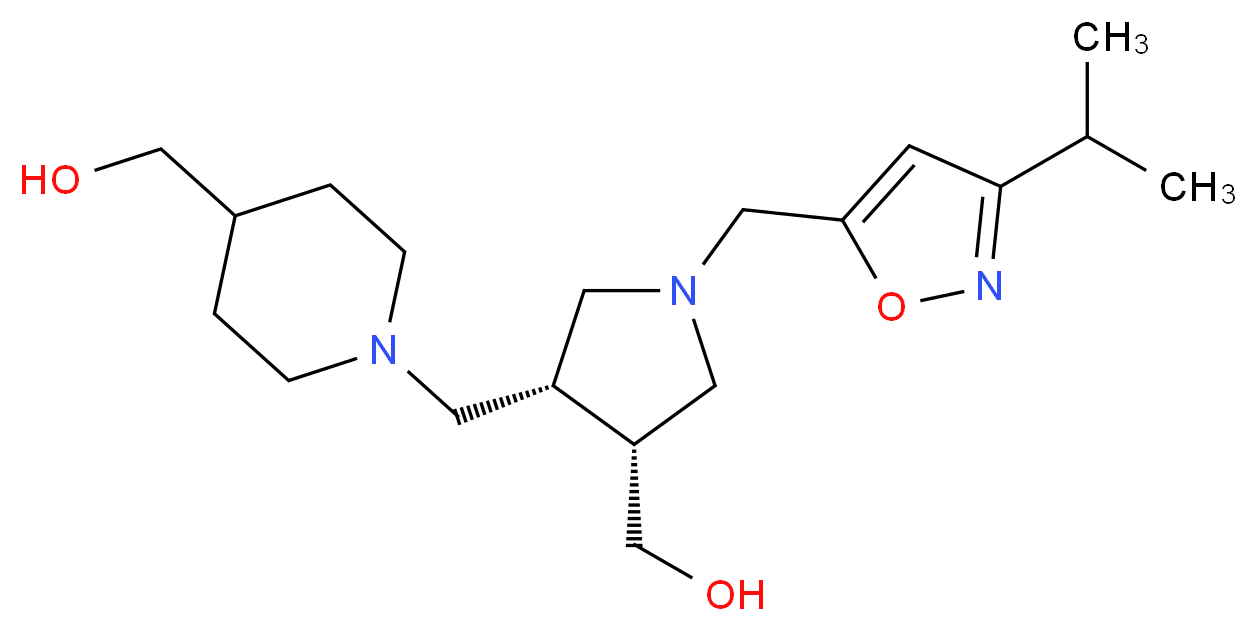[1-({(3R*,4R*)-4-(hydroxymethyl)-1-[(3-isopropylisoxazol-5-yl)methyl]pyrrolidin-3-yl}methyl)piperidin-4-yl]methanol_分子结构_CAS_)