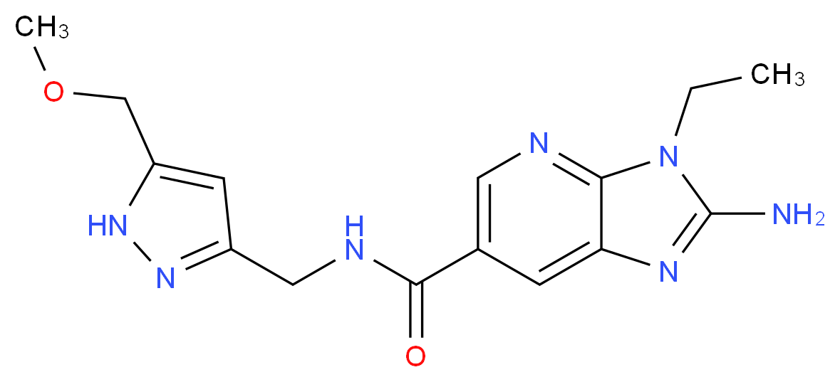 2-amino-3-ethyl-N-{[5-(methoxymethyl)-1H-pyrazol-3-yl]methyl}-3H-imidazo[4,5-b]pyridine-6-carboxamide_分子结构_CAS_)