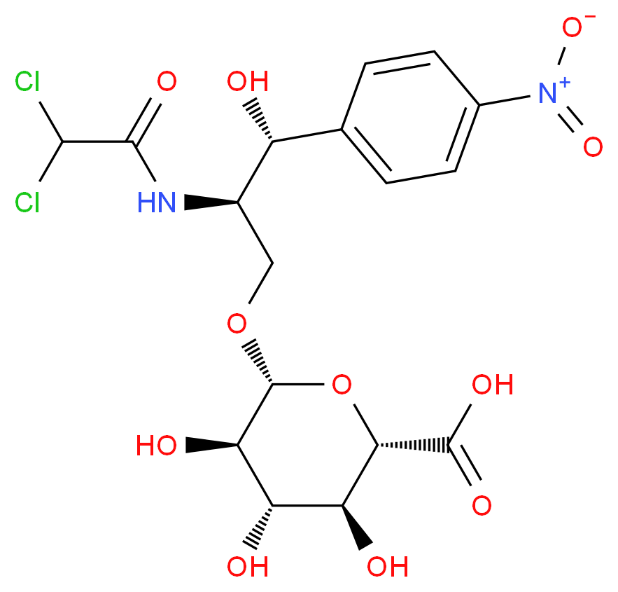 (2S,3S,4S,5R,6R)-6-[(2R,3R)-2-(2,2-dichloroacetamido)-3-hydroxy-3-(4-nitrophenyl)propoxy]-3,4,5-trihydroxyoxane-2-carboxylic acid_分子结构_CAS_39751-33-2