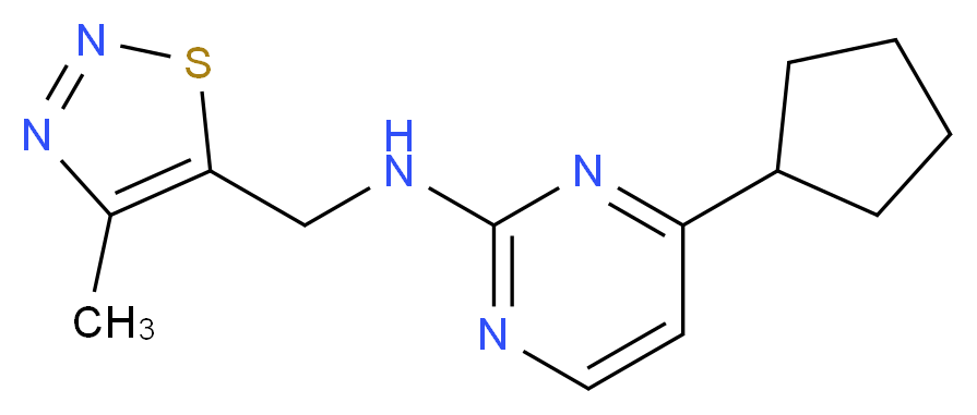 4-cyclopentyl-N-[(4-methyl-1,2,3-thiadiazol-5-yl)methyl]pyrimidin-2-amine_分子结构_CAS_)