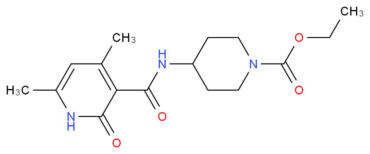 ethyl 4-{[(4,6-dimethyl-2-oxo-1,2-dihydro-3-pyridinyl)carbonyl]amino}-1-piperidinecarboxylate_分子结构_CAS_)