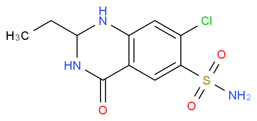 7-chloro-2-ethyl-4-oxo-1,2,3,4-tetrahydroquinazoline-6-sulfonamide_分子结构_CAS_73-49-4