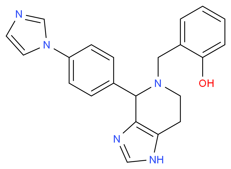 2-({4-[4-(1H-imidazol-1-yl)phenyl]-1,4,6,7-tetrahydro-5H-imidazo[4,5-c]pyridin-5-yl}methyl)phenol_分子结构_CAS_)