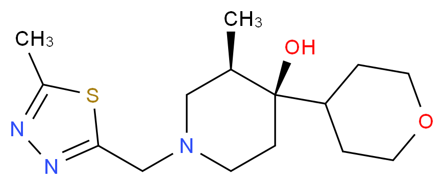 (3R*,4R*)-3-methyl-1-[(5-methyl-1,3,4-thiadiazol-2-yl)methyl]-4-(tetrahydro-2H-pyran-4-yl)-4-piperidinol_分子结构_CAS_)