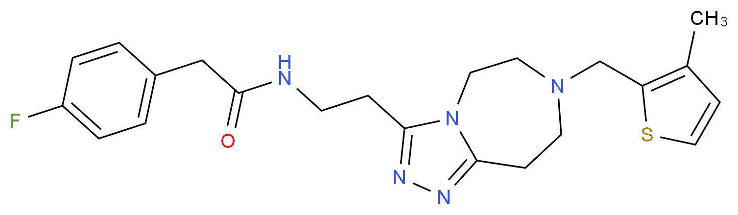 2-(4-fluorophenyl)-N-(2-{7-[(3-methyl-2-thienyl)methyl]-6,7,8,9-tetrahydro-5H-[1,2,4]triazolo[4,3-d][1,4]diazepin-3-yl}ethyl)acetamide_分子结构_CAS_)