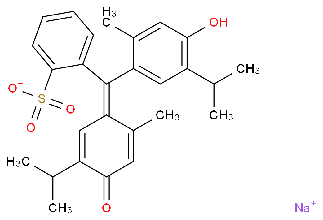 sodium 2-{[4-hydroxy-2-methyl-5-(propan-2-yl)phenyl][(1E)-2-methyl-4-oxo-5-(propan-2-yl)cyclohexa-2,5-dien-1-ylidene]methyl}benzene-1-sulfonate_分子结构_CAS_62625-21-2