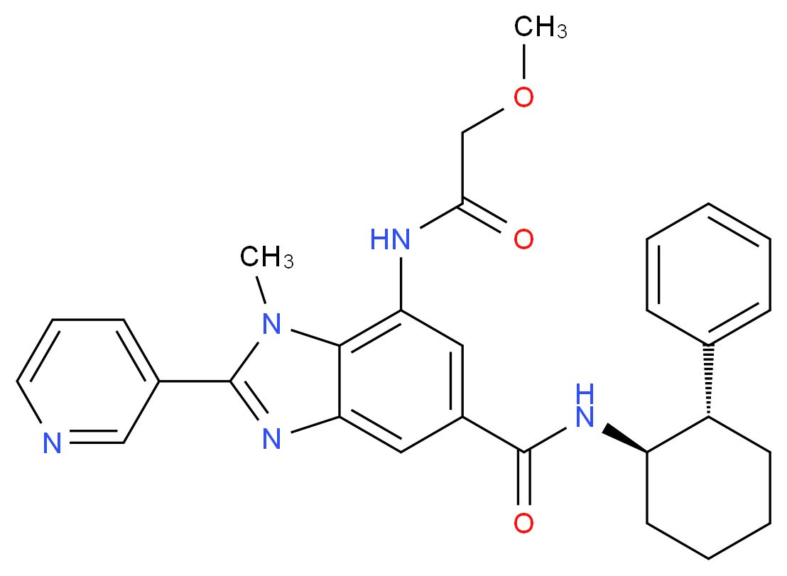 7-[(methoxyacetyl)amino]-1-methyl-N-[(1R*,2S*)-2-phenylcyclohexyl]-2-(3-pyridinyl)-1H-benzimidazole-5-carboxamide_分子结构_CAS_)