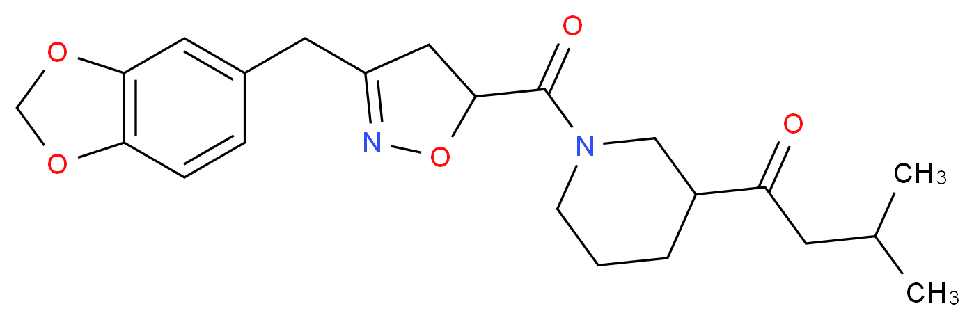 1-(1-{[3-(1,3-benzodioxol-5-ylmethyl)-4,5-dihydro-5-isoxazolyl]carbonyl}-3-piperidinyl)-3-methyl-1-butanone_分子结构_CAS_)