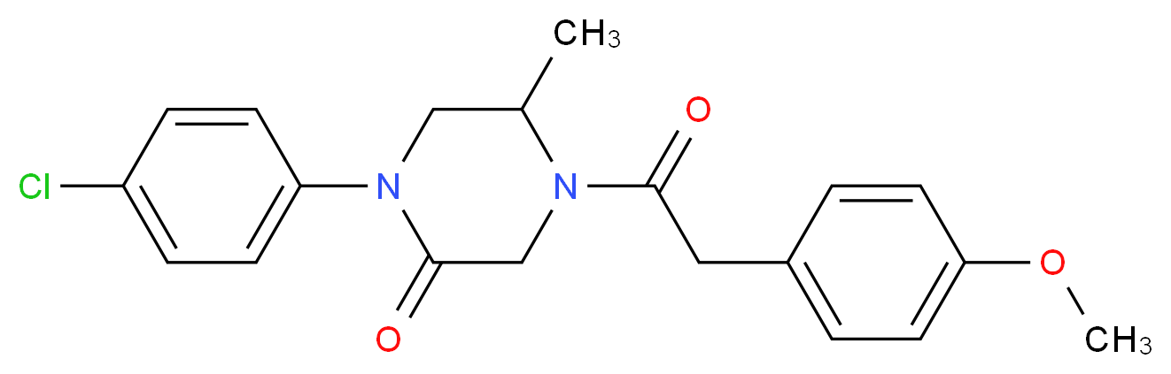 1-(4-chlorophenyl)-4-[(4-methoxyphenyl)acetyl]-5-methyl-2-piperazinone_分子结构_CAS_)