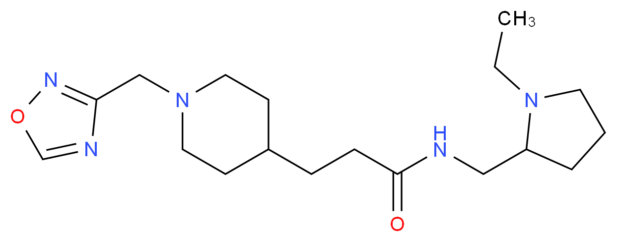 N-[(1-ethylpyrrolidin-2-yl)methyl]-3-[1-(1,2,4-oxadiazol-3-ylmethyl)piperidin-4-yl]propanamide_分子结构_CAS_)