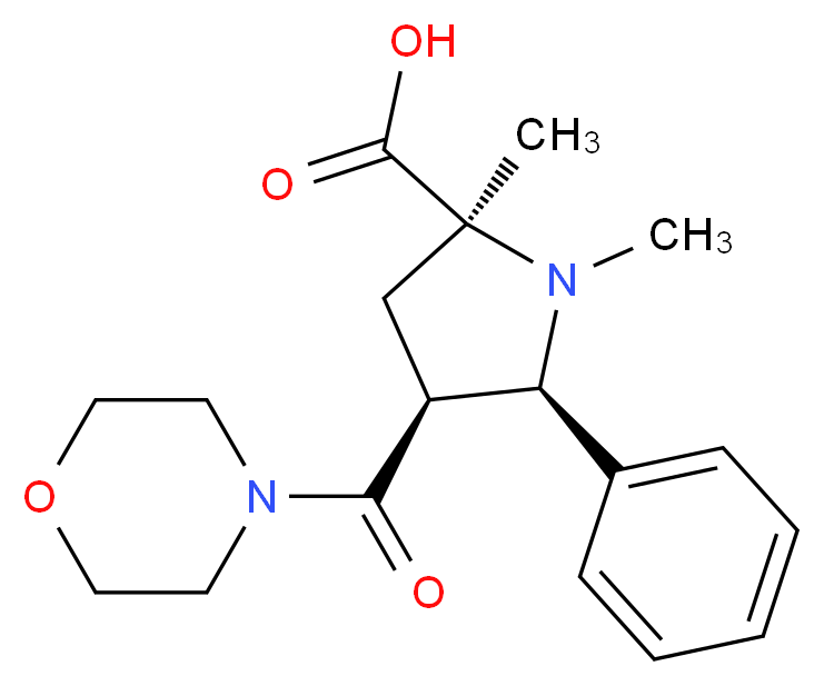 (2S*,4S*,5R*)-1,2-dimethyl-4-(morpholin-4-ylcarbonyl)-5-phenylpyrrolidine-2-carboxylic acid_分子结构_CAS_)