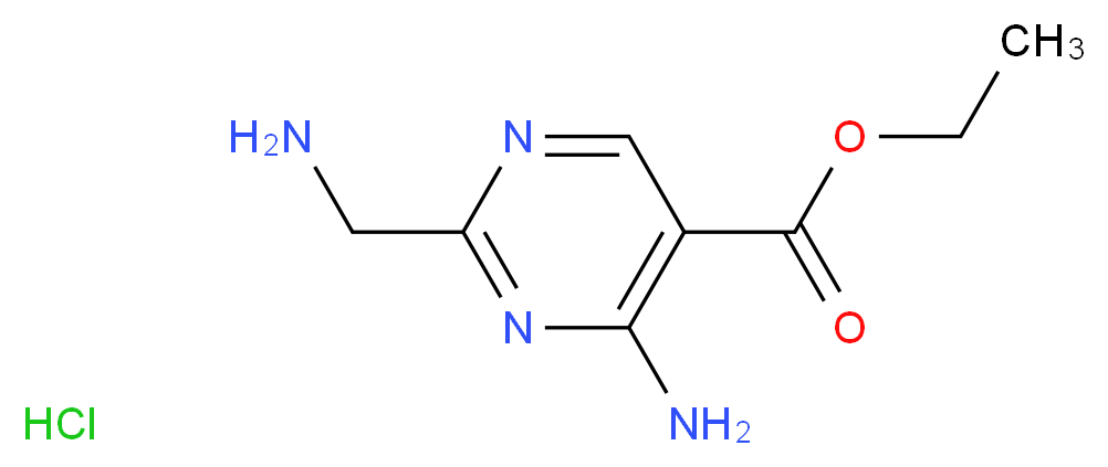 ethyl 4-amino-2-(aminomethyl)pyrimidine-5-carboxylate hydrochloride_分子结构_CAS_1196147-29-1