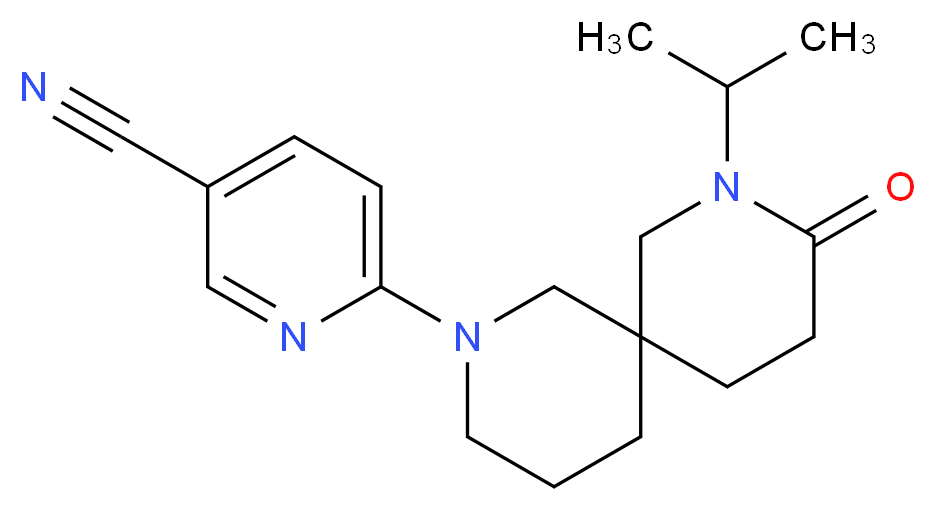 6-(8-isopropyl-9-oxo-2,8-diazaspiro[5.5]undec-2-yl)nicotinonitrile_分子结构_CAS_)