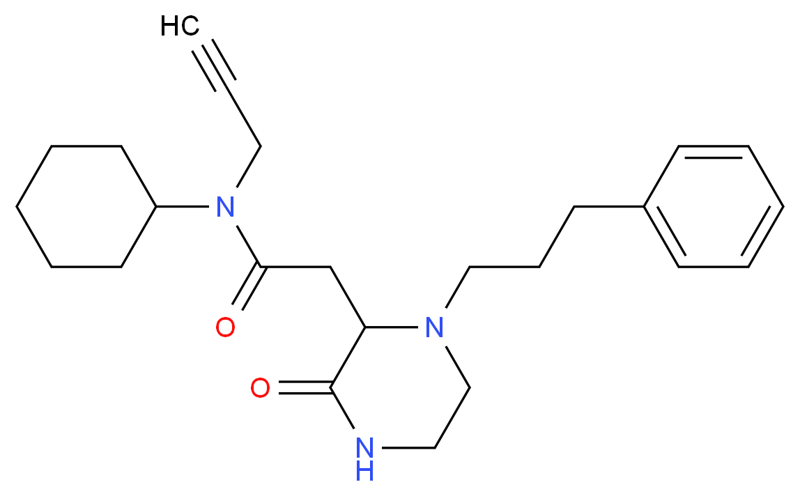 N-cyclohexyl-2-[3-oxo-1-(3-phenylpropyl)-2-piperazinyl]-N-2-propyn-1-ylacetamide_分子结构_CAS_)