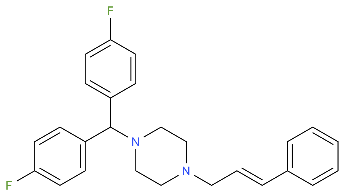 1-[bis(4-fluorophenyl)methyl]-4-[(2E)-3-phenylprop-2-en-1-yl]piperazine_分子结构_CAS_52468-60-7