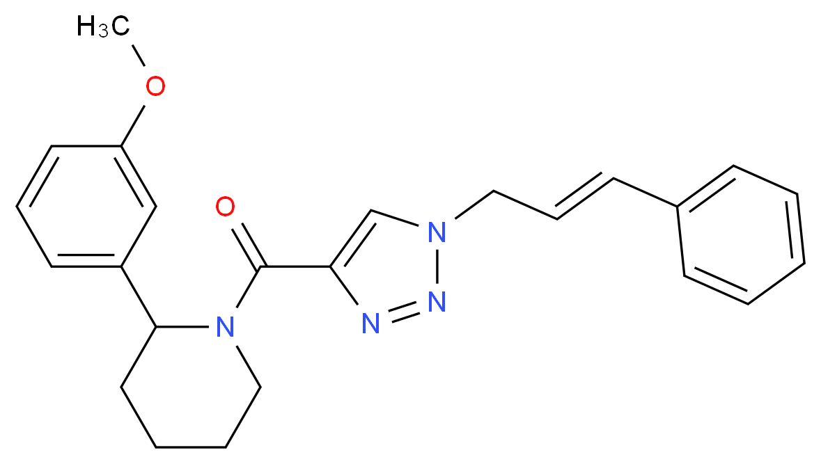 2-(3-methoxyphenyl)-1-({1-[(2E)-3-phenyl-2-propen-1-yl]-1H-1,2,3-triazol-4-yl}carbonyl)piperidine_分子结构_CAS_)