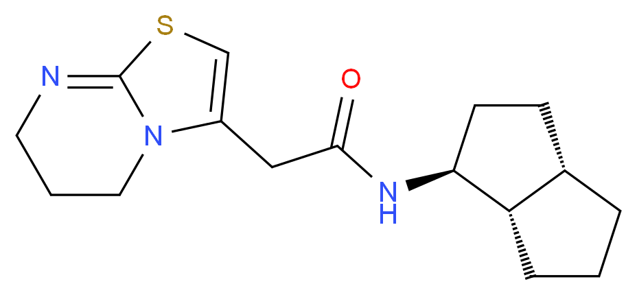 2-(6,7-dihydro-5H-[1,3]thiazolo[3,2-a]pyrimidin-3-yl)-N-[(1S*,3aS*,6aS*)-octahydropentalen-1-yl]acetamide_分子结构_CAS_)