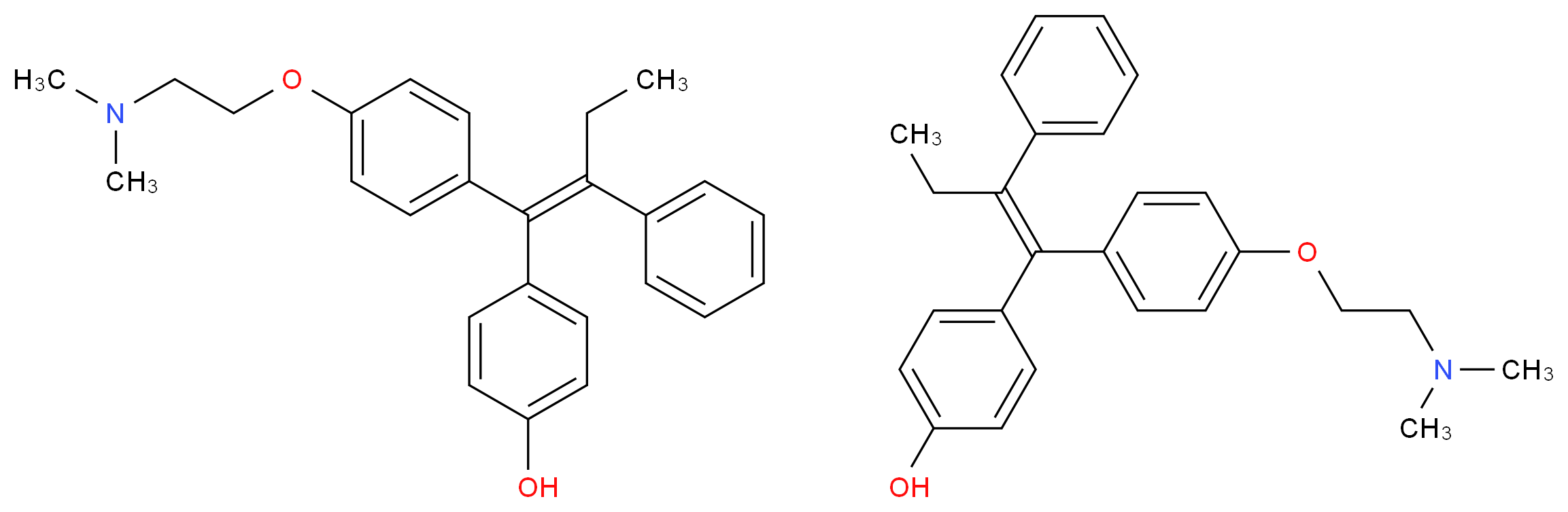 4-[(1E)-1-{4-[2-(dimethylamino)ethoxy]phenyl}-2-phenylbut-1-en-1-yl]phenol; 4-[(1Z)-1-{4-[2-(dimethylamino)ethoxy]phenyl}-2-phenylbut-1-en-1-yl]phenol_分子结构_CAS_68392-35-8