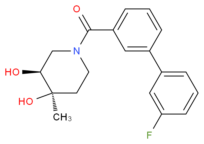 (3S*,4R*)-1-[(3'-fluorobiphenyl-3-yl)carbonyl]-4-methylpiperidine-3,4-diol_分子结构_CAS_)