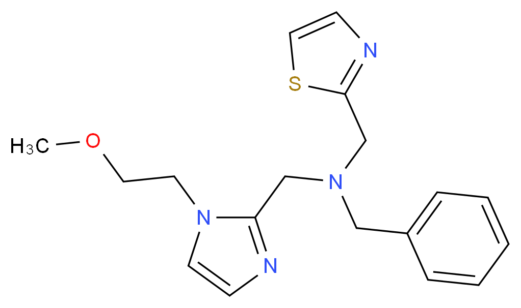 N-benzyl-1-[1-(2-methoxyethyl)-1H-imidazol-2-yl]-N-(1,3-thiazol-2-ylmethyl)methanamine_分子结构_CAS_)