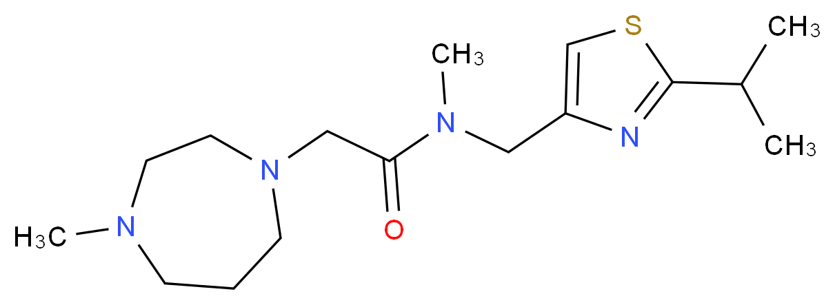 N-[(2-isopropyl-1,3-thiazol-4-yl)methyl]-N-methyl-2-(4-methyl-1,4-diazepan-1-yl)acetamide_分子结构_CAS_)