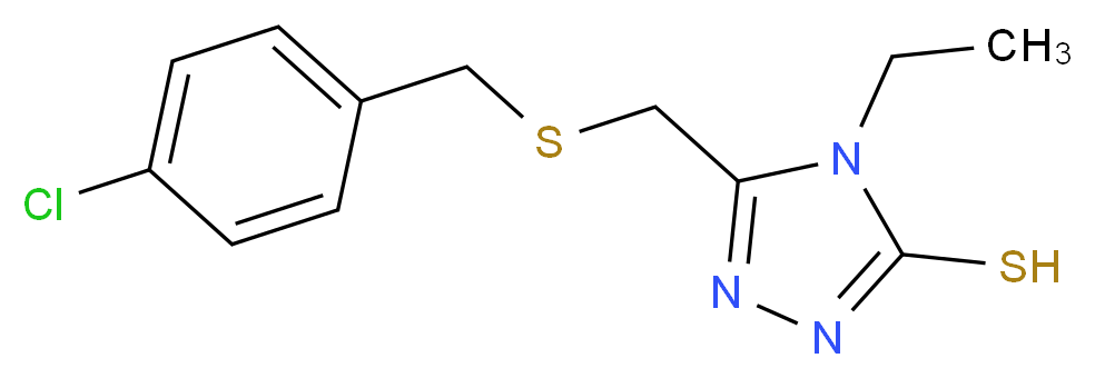 5-{[(4-Chlorobenzyl)sulfanyl]methyl}-4-ethyl-4H-1,2,4-triazol-3-ylhydrosulfide_分子结构_CAS_)