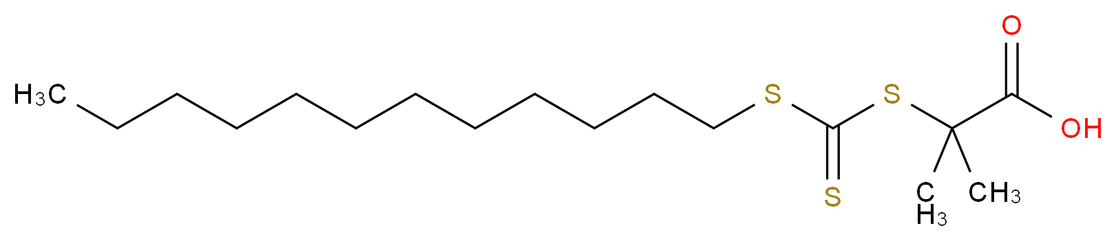 2-(十二烷基三硫代碳酸酯基)-2-甲基丙酸_分子结构_CAS_461642-78-4)