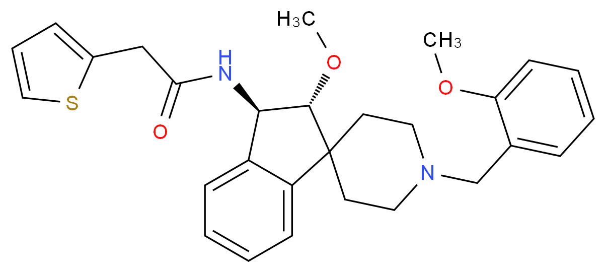 N-[(2R*,3R*)-2-methoxy-1'-(2-methoxybenzyl)-2,3-dihydrospiro[indene-1,4'-piperidin]-3-yl]-2-(2-thienyl)acetamide_分子结构_CAS_)