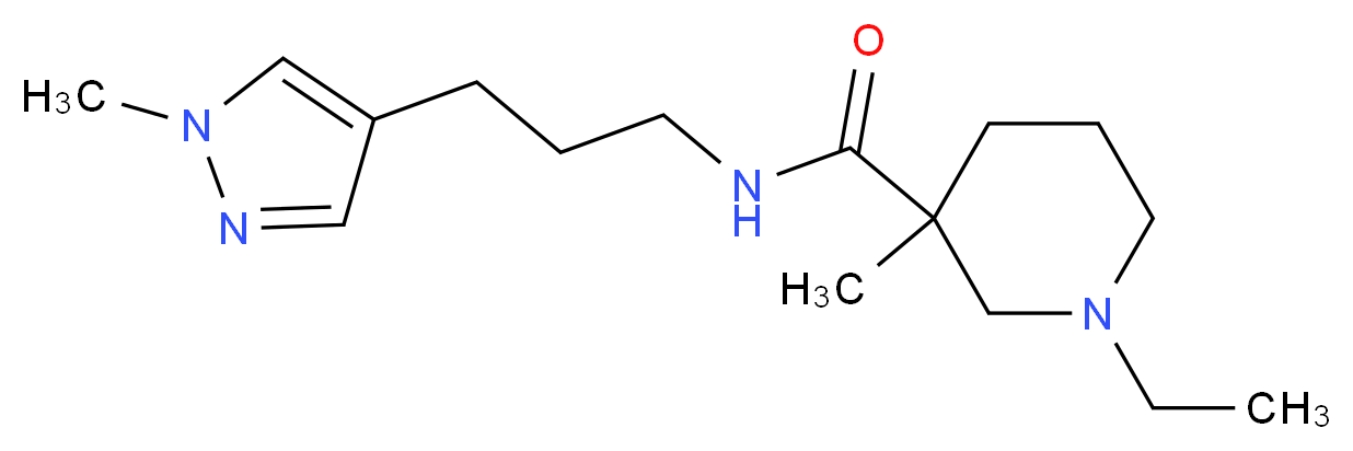 1-ethyl-3-methyl-N-[3-(1-methyl-1H-pyrazol-4-yl)propyl]-3-piperidinecarboxamide_分子结构_CAS_)