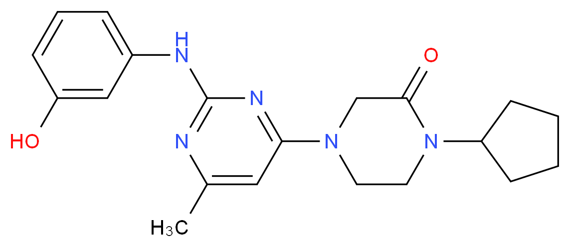 1-cyclopentyl-4-{2-[(3-hydroxyphenyl)amino]-6-methylpyrimidin-4-yl}piperazin-2-one_分子结构_CAS_)