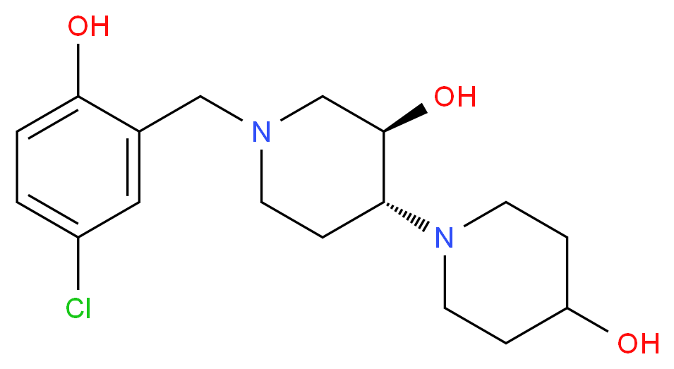 (3'R*,4'R*)-1'-(5-chloro-2-hydroxybenzyl)-1,4'-bipiperidine-3',4-diol_分子结构_CAS_)