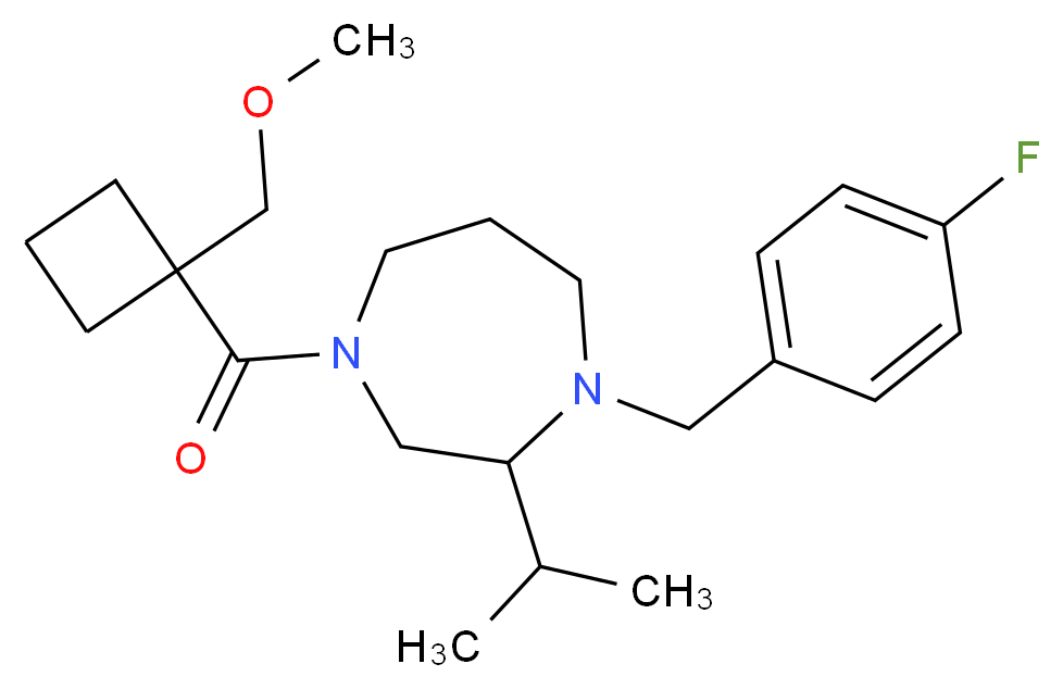 1-(4-fluorobenzyl)-2-isopropyl-4-{[1-(methoxymethyl)cyclobutyl]carbonyl}-1,4-diazepane_分子结构_CAS_)