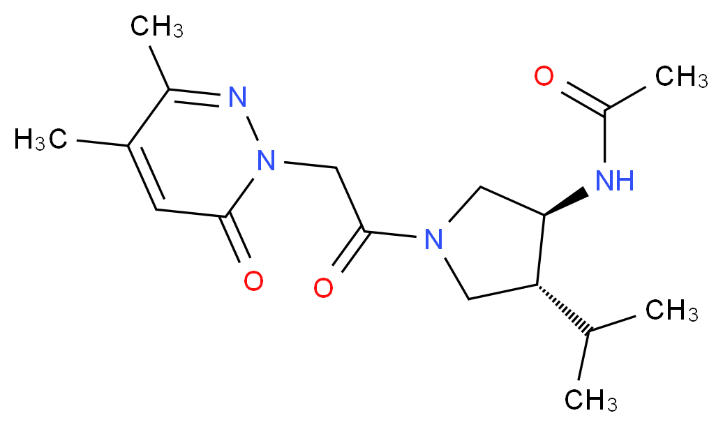 N-{(3S*,4R*)-1-[(3,4-dimethyl-6-oxo-1(6H)-pyridazinyl)acetyl]-4-isopropyl-3-pyrrolidinyl}acetamide_分子结构_CAS_)