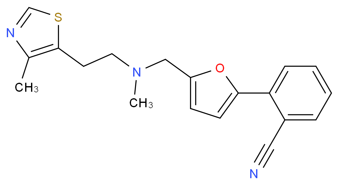 2-[5-({methyl[2-(4-methyl-1,3-thiazol-5-yl)ethyl]amino}methyl)-2-furyl]benzonitrile_分子结构_CAS_)