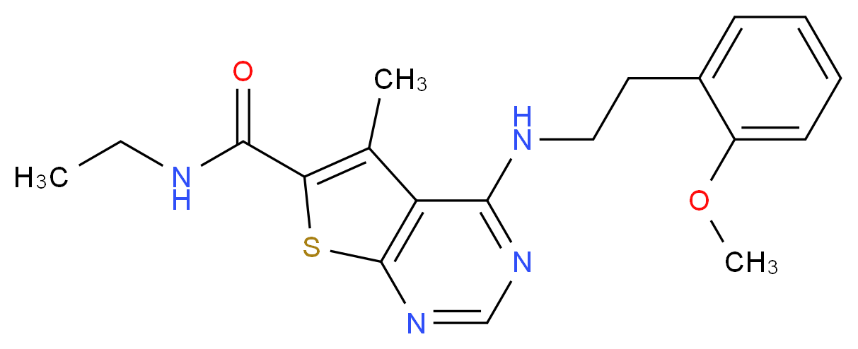 N-ethyl-4-{[2-(2-methoxyphenyl)ethyl]amino}-5-methylthieno[2,3-d]pyrimidine-6-carboxamide_分子结构_CAS_)