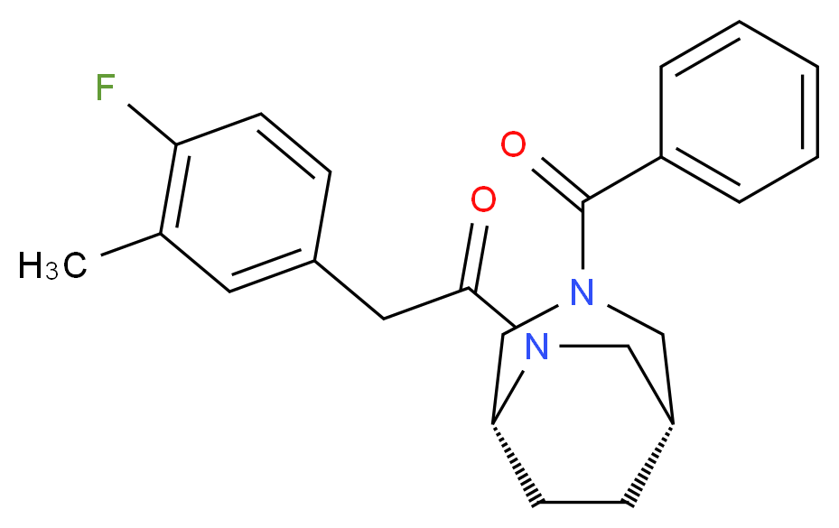 (1S*,5R*)-3-benzoyl-6-[(4-fluoro-3-methylphenyl)acetyl]-3,6-diazabicyclo[3.2.2]nonane_分子结构_CAS_)