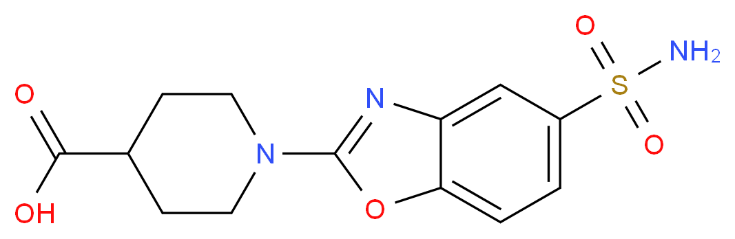 1-[5-(Aminosulfonyl)-1,3-benzoxazol-2-yl]-piperidine-4-carboxylic acid_分子结构_CAS_)