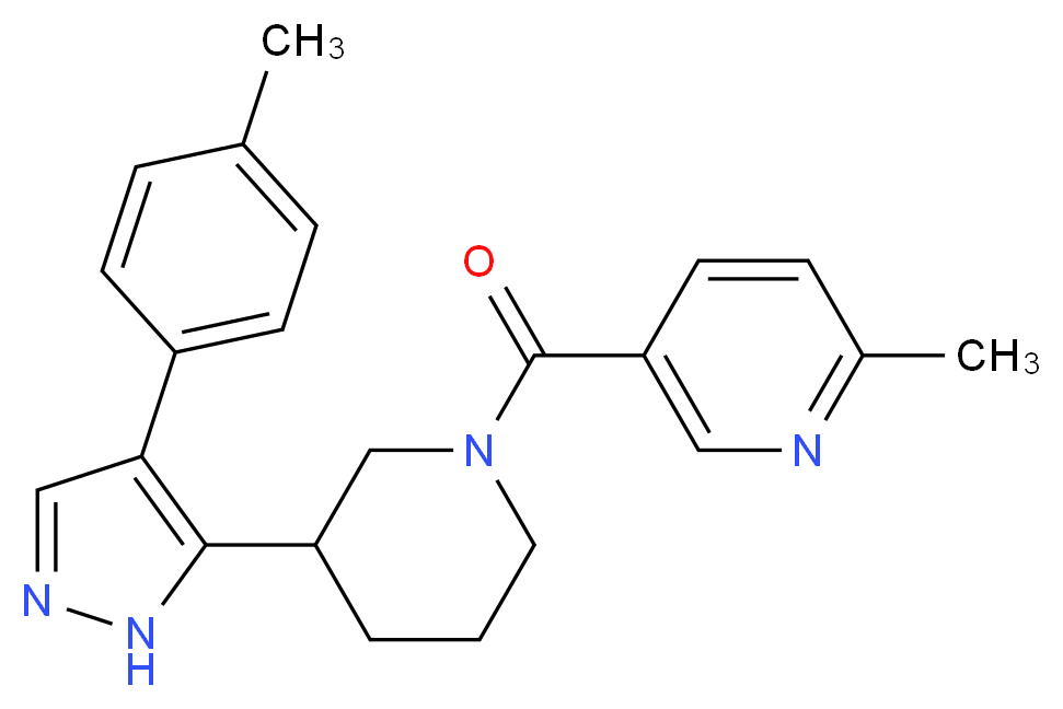 2-methyl-5-({3-[4-(4-methylphenyl)-1H-pyrazol-5-yl]piperidin-1-yl}carbonyl)pyridine_分子结构_CAS_)