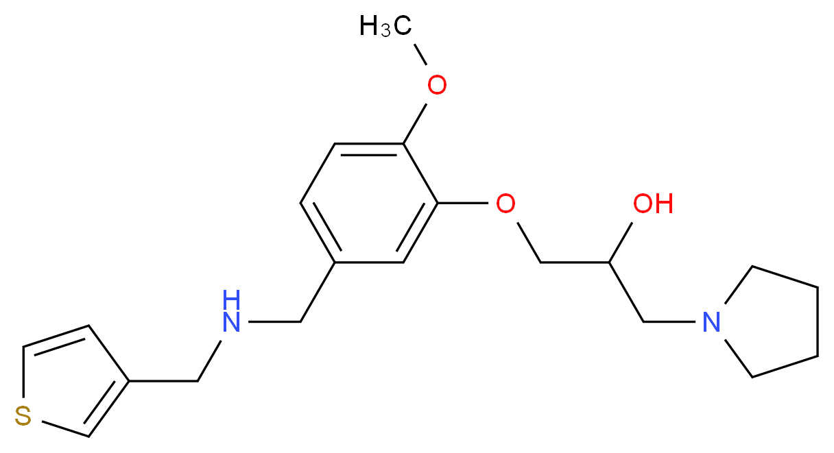 1-(2-methoxy-5-{[(3-thienylmethyl)amino]methyl}phenoxy)-3-(1-pyrrolidinyl)-2-propanol_分子结构_CAS_)