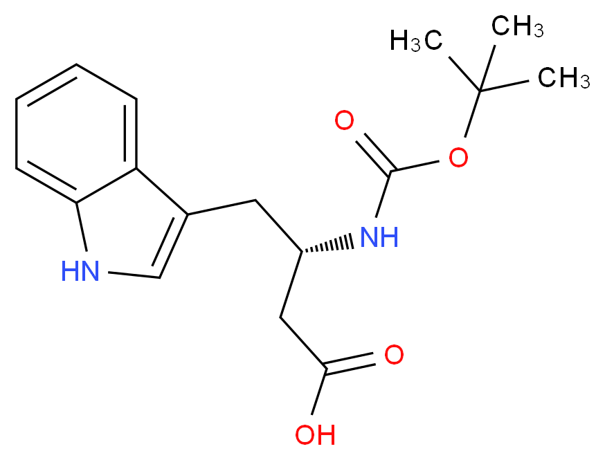 (3S)-3-{[(tert-butoxy)carbonyl]amino}-4-(1H-indol-3-yl)butanoic acid_分子结构_CAS_229639-48-9