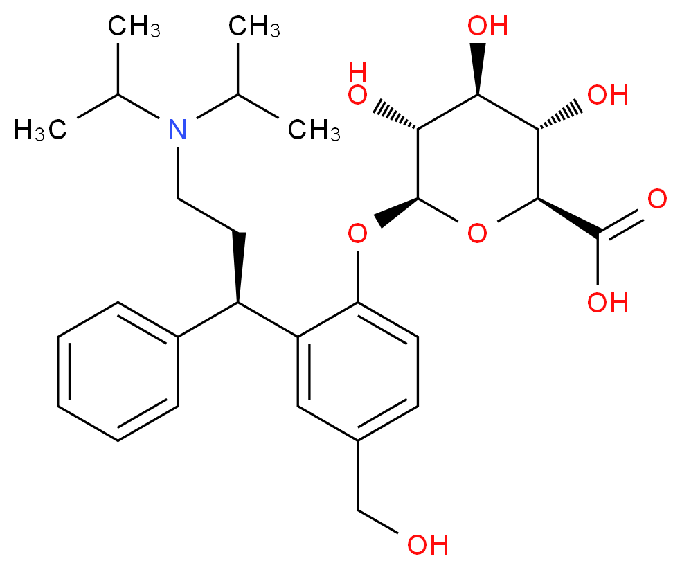 (2S,3S,4S,5R,6S)-6-{2-[(1R)-3-[bis(propan-2-yl)amino]-1-phenylpropyl]-4-(hydroxymethyl)phenoxy}-3,4,5-trihydroxyoxane-2-carboxylic acid_分子结构_CAS_210573-52-7