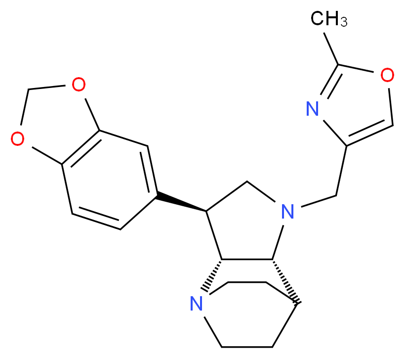 (2R*,3S*,6R*)-3-(1,3-benzodioxol-5-yl)-5-[(2-methyl-1,3-oxazol-4-yl)methyl]-1,5-diazatricyclo[5.2.2.0~2,6~]undecane_分子结构_CAS_)