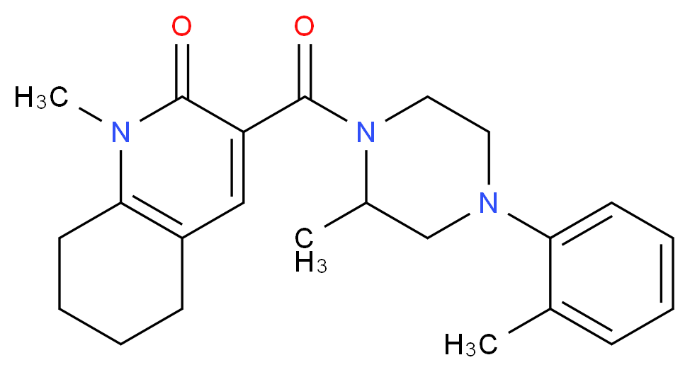 1-methyl-3-{[2-methyl-4-(2-methylphenyl)-1-piperazinyl]carbonyl}-5,6,7,8-tetrahydro-2(1H)-quinolinone_分子结构_CAS_)