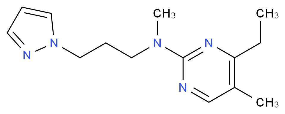4-ethyl-N,5-dimethyl-N-[3-(1H-pyrazol-1-yl)propyl]pyrimidin-2-amine_分子结构_CAS_)