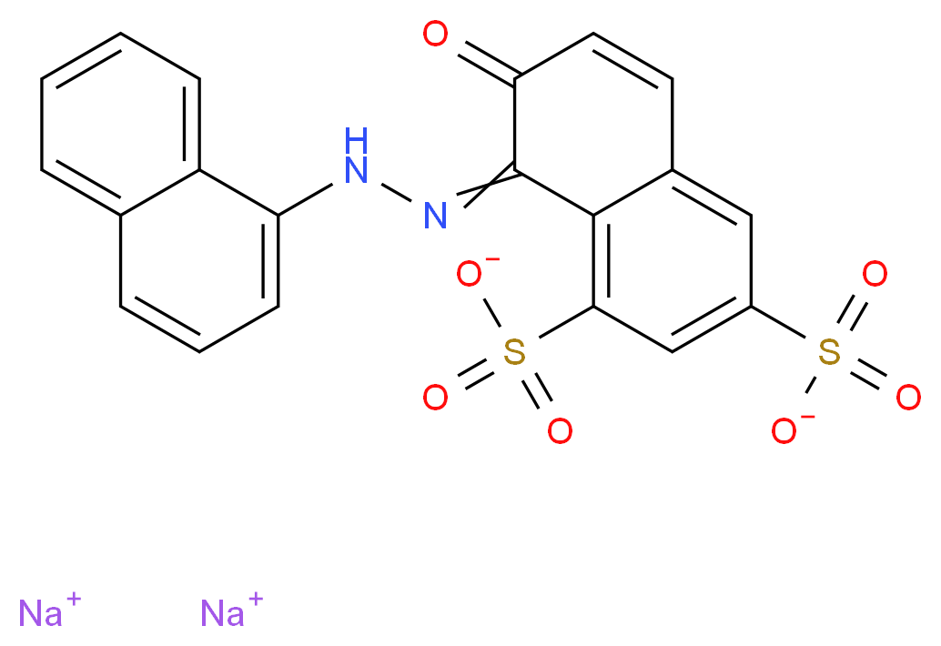 disodium 8-[2-(naphthalen-1-yl)hydrazin-1-ylidene]-7-oxo-7,8-dihydronaphthalene-1,3-disulfonate_分子结构_CAS_2766-77-0