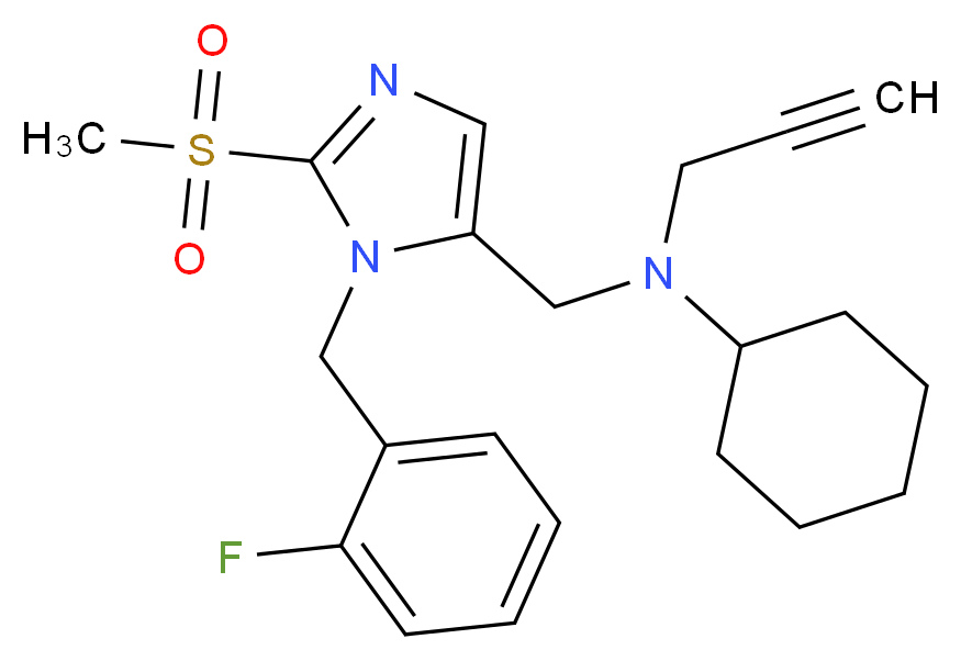 N-{[1-(2-fluorobenzyl)-2-(methylsulfonyl)-1H-imidazol-5-yl]methyl}-N-2-propyn-1-ylcyclohexanamine_分子结构_CAS_)
