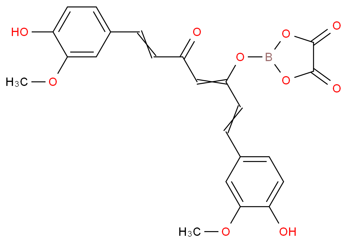 2-{[1,7-bis(4-hydroxy-3-methoxyphenyl)-5-oxohepta-1,3,6-trien-3-yl]oxy}-1,3,2-dioxaborolane-4,5-dione_分子结构_CAS_12098-66-7